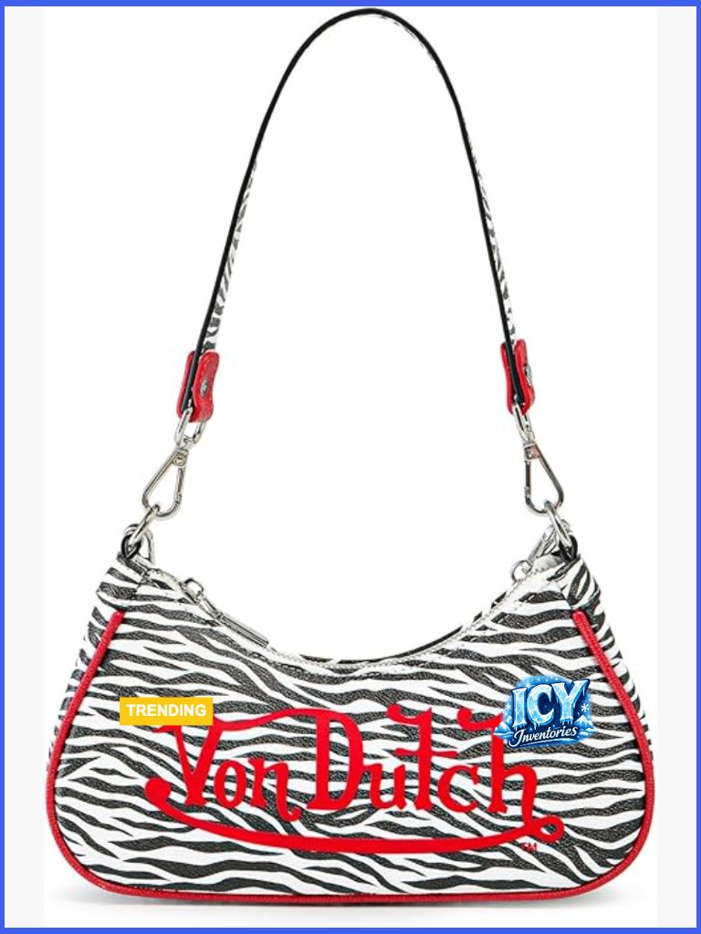 Faux Leather Shoulder Bag With Chain Handle And Logo Print